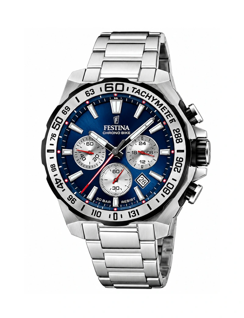 Reloj FESTNA PLATEADO FONDO AZUL F20724/2