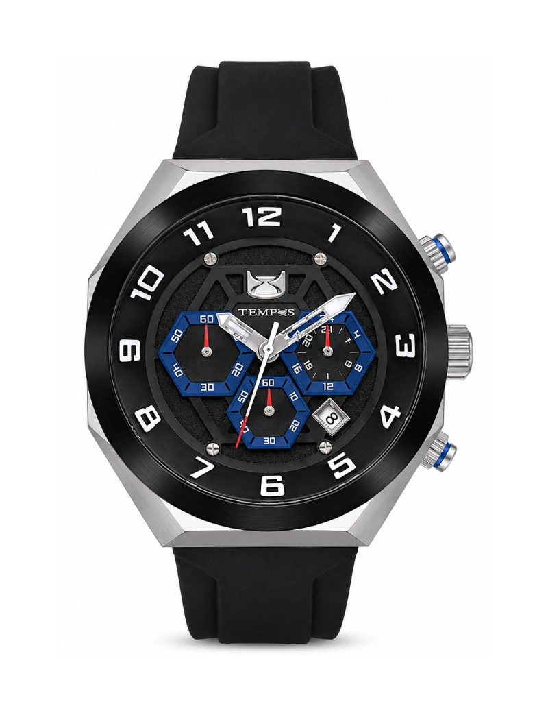 Reloj tempus deportivo negro azul 6083-2