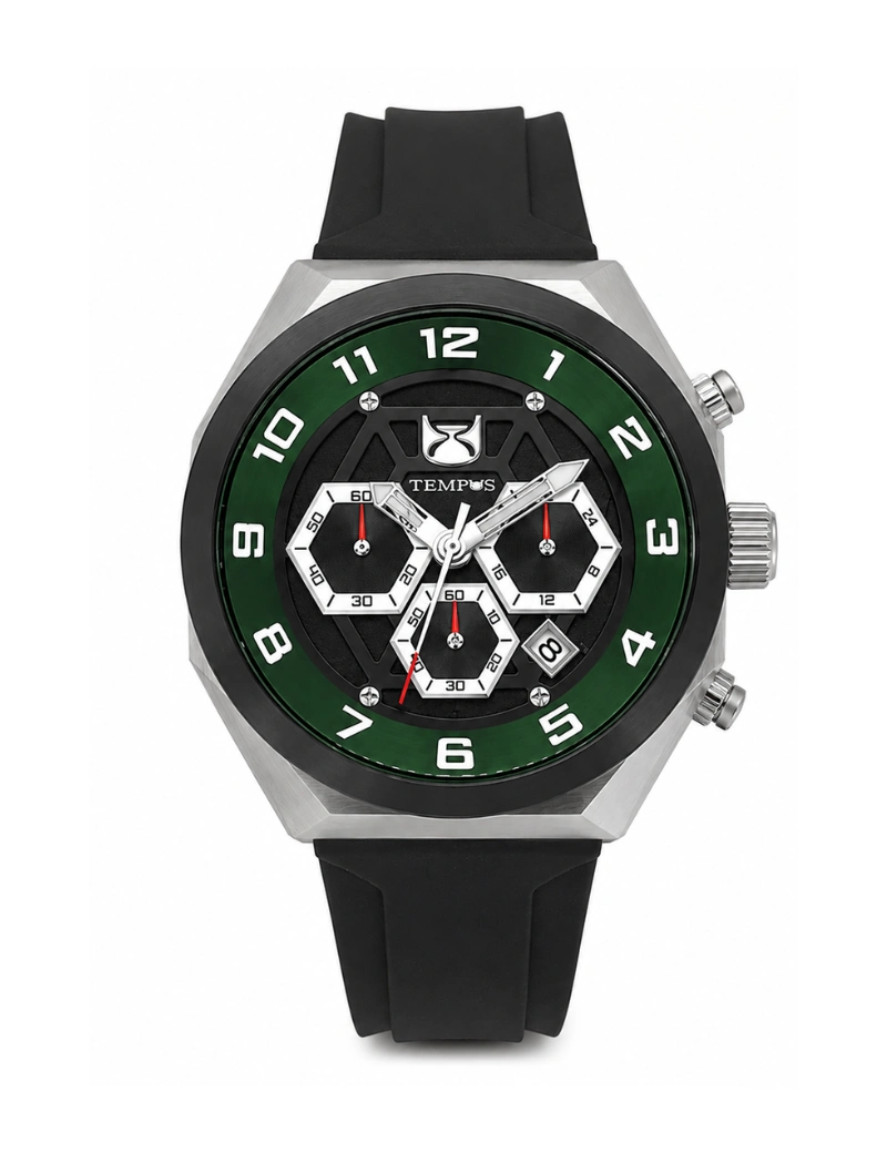 Reloj tempus deportivo negro verde 6083-3