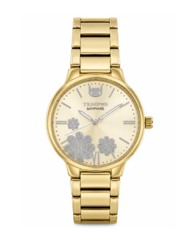 Reloj tempus dorado flor sm19517