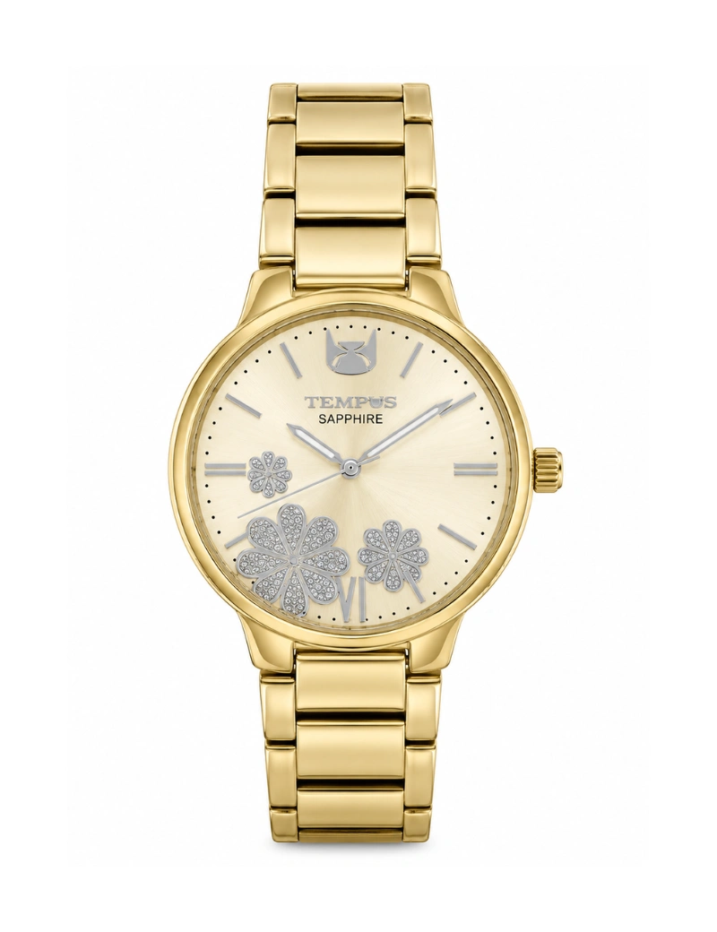 Reloj tempus dorado flor sm19517