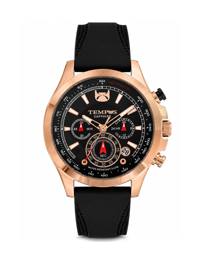 Reloj tempus negro oro rosa 1094g-4