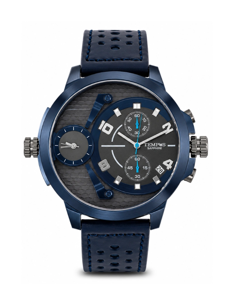 Reloj tempus pulso cuero azul t23011-3