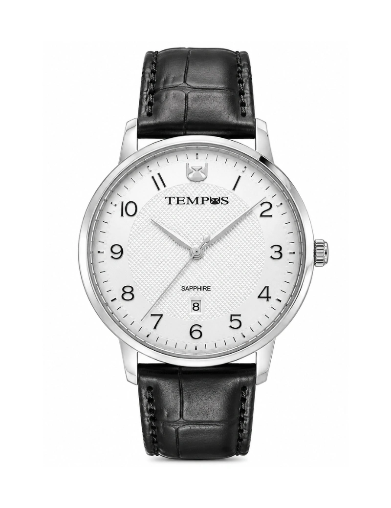 Reloj tempus pulso cuero negro smt230403-2