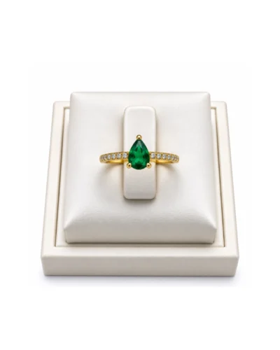 Anillos acero rodinado con piedra ovalada verde