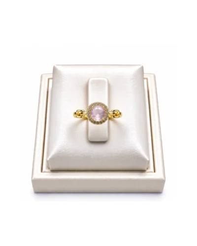 Anillos acero rodinado dorado piedra anular rodeada de piedras
