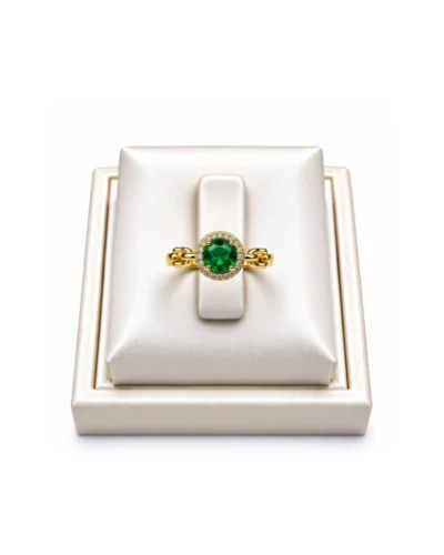 Anillos acero rodinado nudo piedra verde
