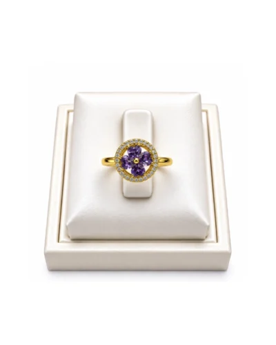 Anillos acero rodinado piedra morada