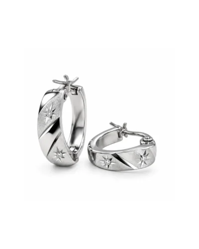 Aretes de acero rodinado plateado estrella