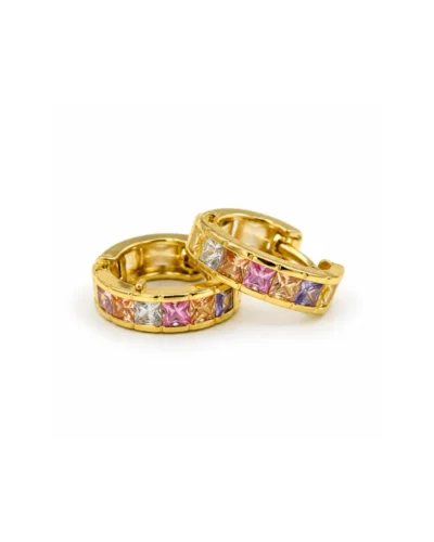 Aretes de acero rodinado rectangular con piedras de colores