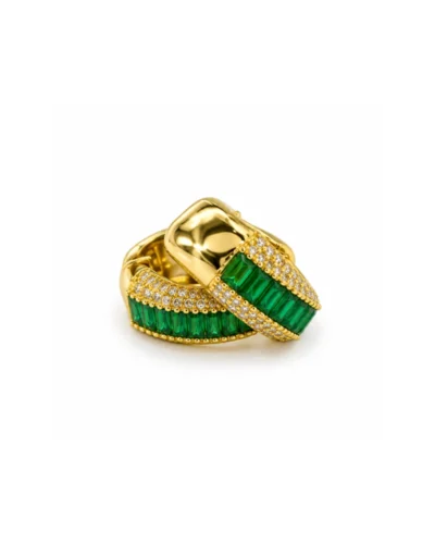 Aretes de acero rodinado rectangular con piedras verdes