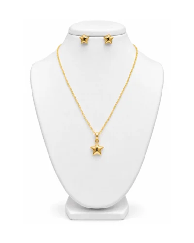 Cadena + aretes en acero rodinado de estrella
