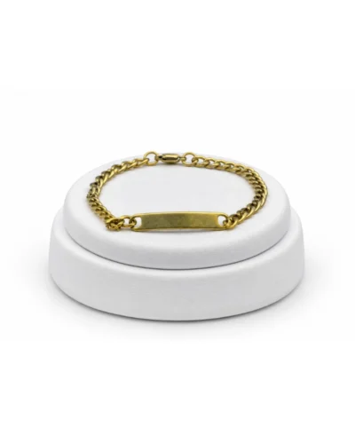 Pulsera acero rodinado tradicional con placa