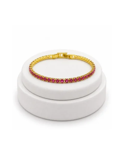 Pulsera en acero rodinado fucsia con cierre