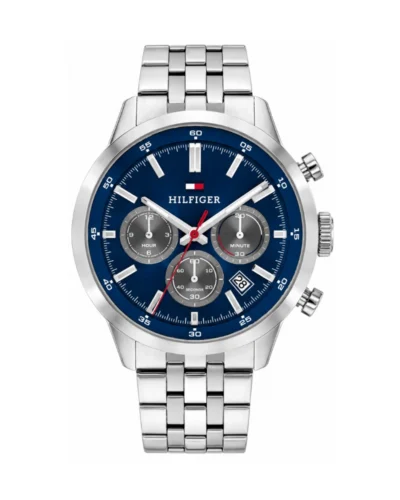 Reloj Tommy plateado fondo azul 1710753
