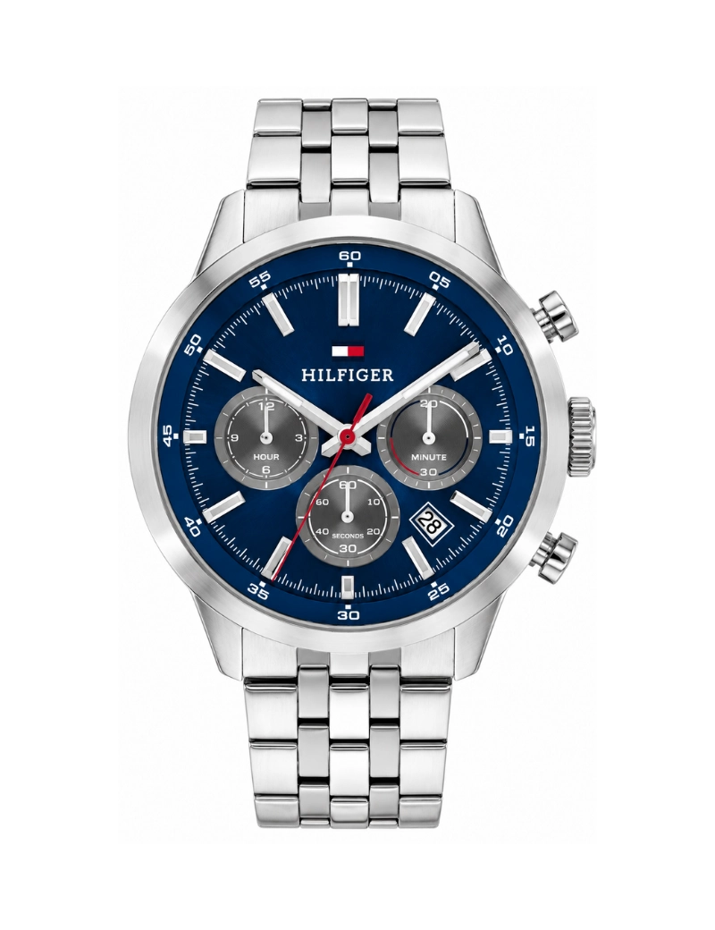 Reloj Tommy plateado fondo azul 1710753