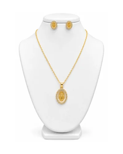 Cadena + aretes en acero rodinado virgen