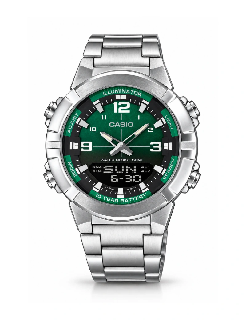 Reloj Casio AMW-870DA-3AVDF acero fondo verde