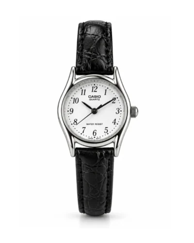 Reloj Casio LTP-1094E-7BRDF de acero con manilla de cuero negra