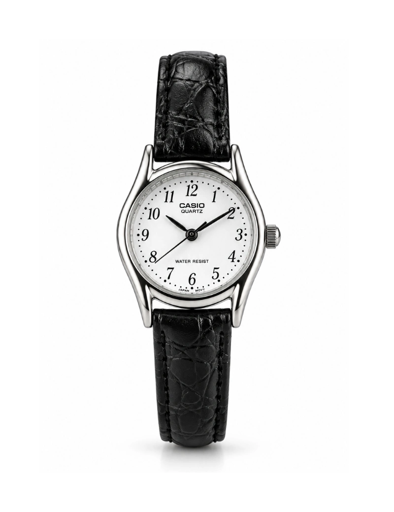 Reloj Casio LTP-1094E-7BRDF de acero con manilla de cuero negra