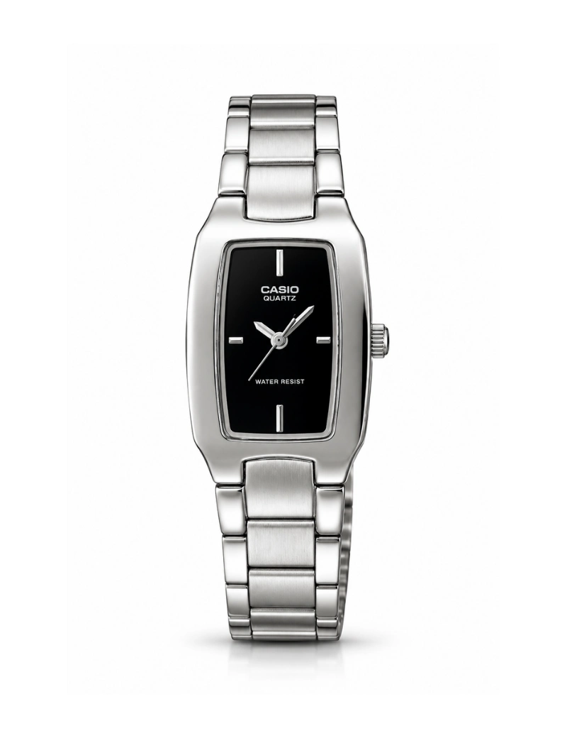 Reloj Casio LTP-1165A-1CDF plateado fondo negro